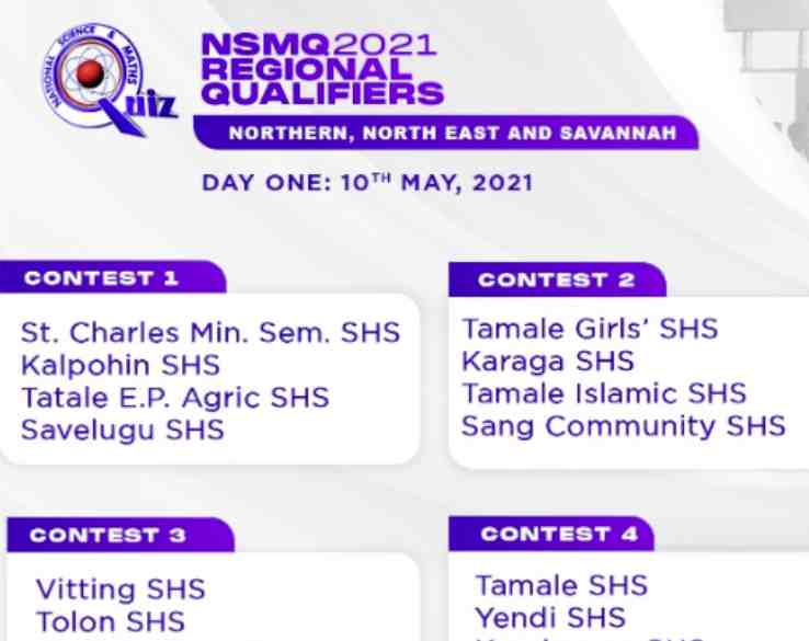 NSMQ 2021 fixtures - Northern regions